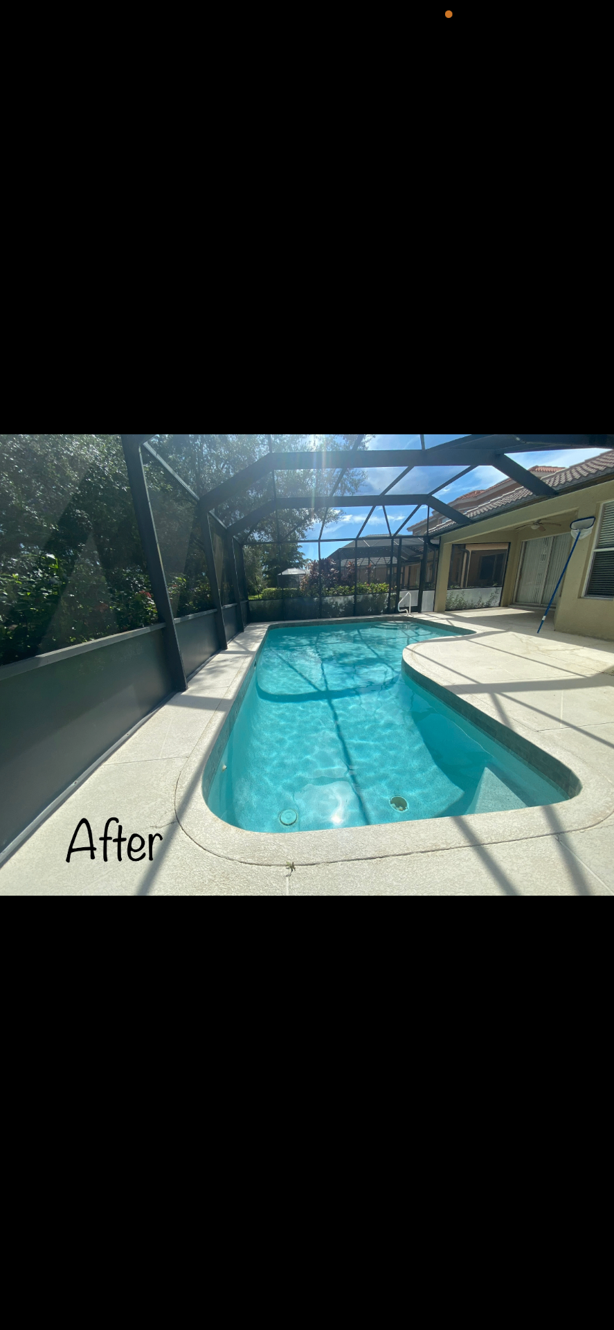 Screened-in pool cleaning after