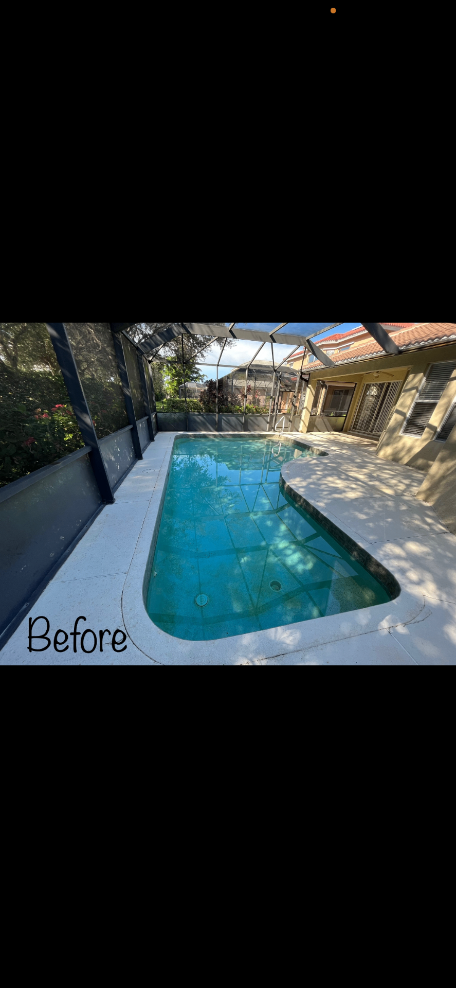 Screened-in pool cleaning before